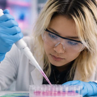 Pipetting samples in the lab