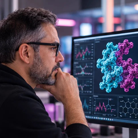 Studying a protein structure on screen